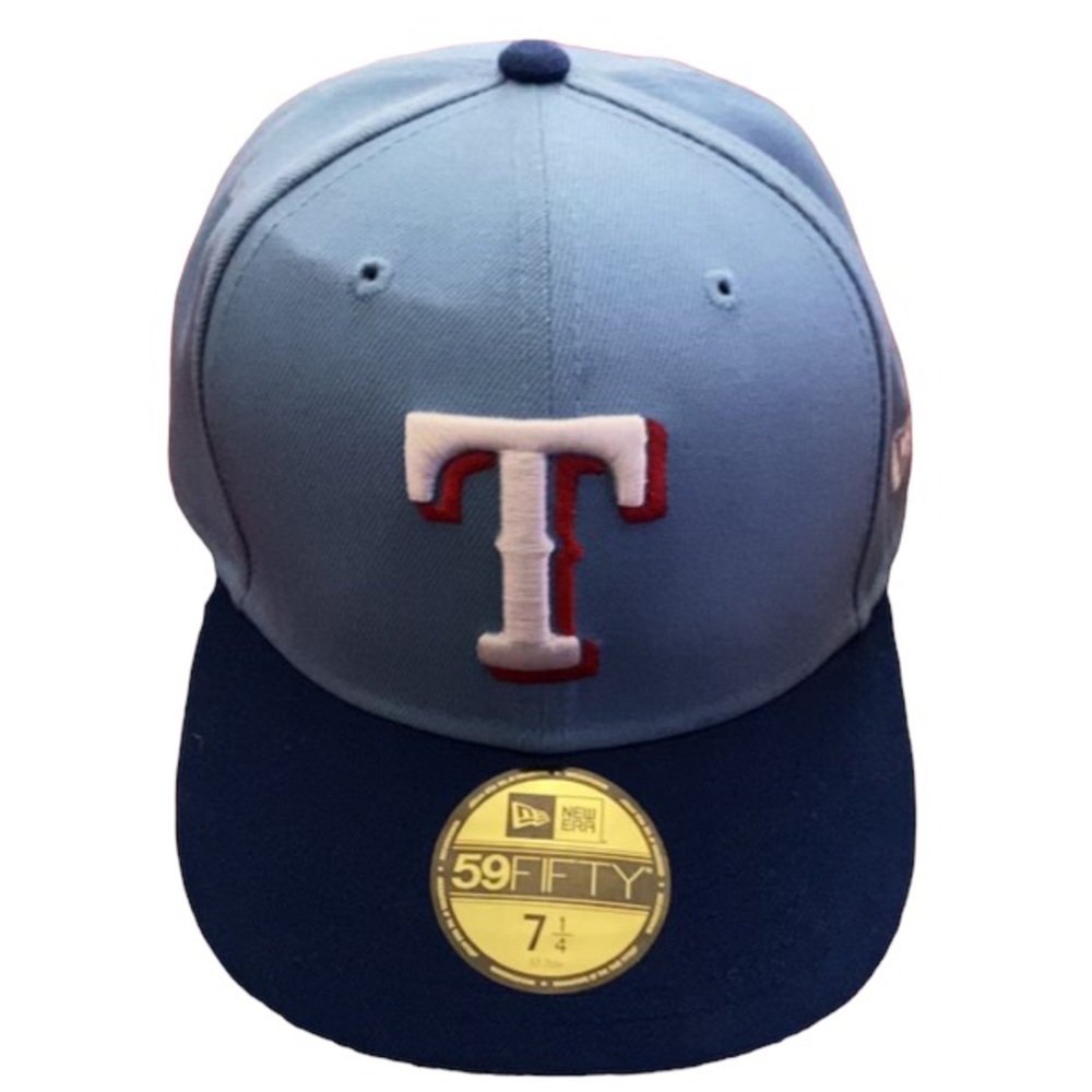 Texas Rangers Fitted New Era 59Fifty Logo Cap Hat Sky Blue